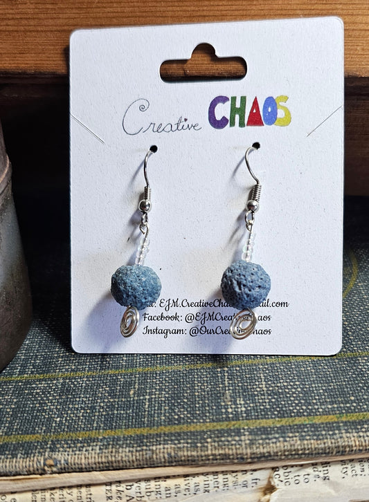 Blue Lava Stone Earrings (Simple)