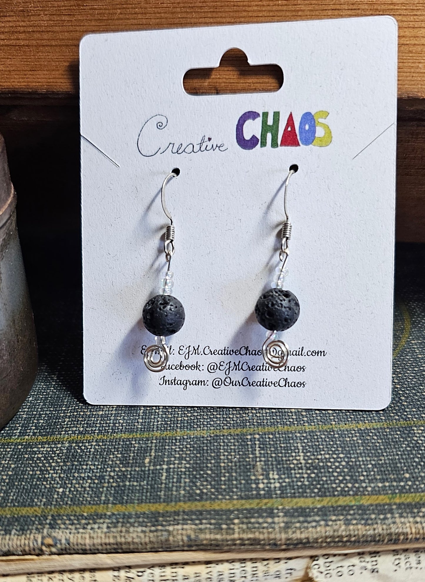 Black Lava Stone Earrings (Simple)