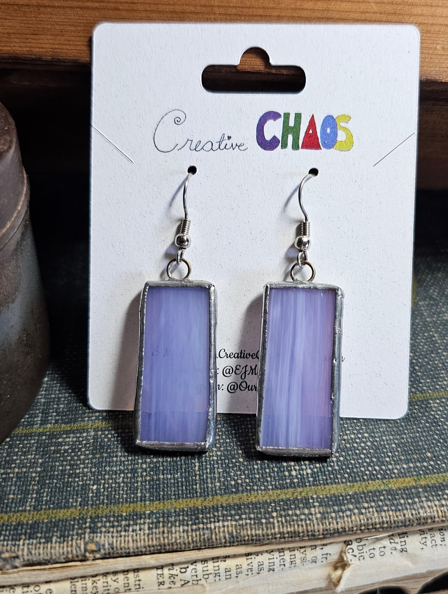 Lavender Stained Glass Earrings