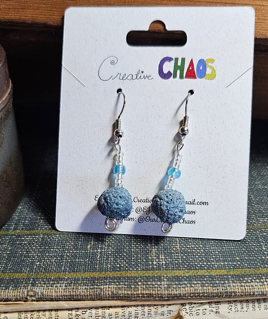 Blue Lava Stone Earrings (with Blue Accent Beads)