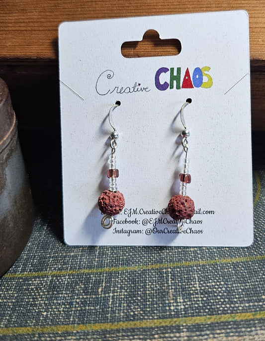 Red Lava Stone (with Brown Accent Beads)