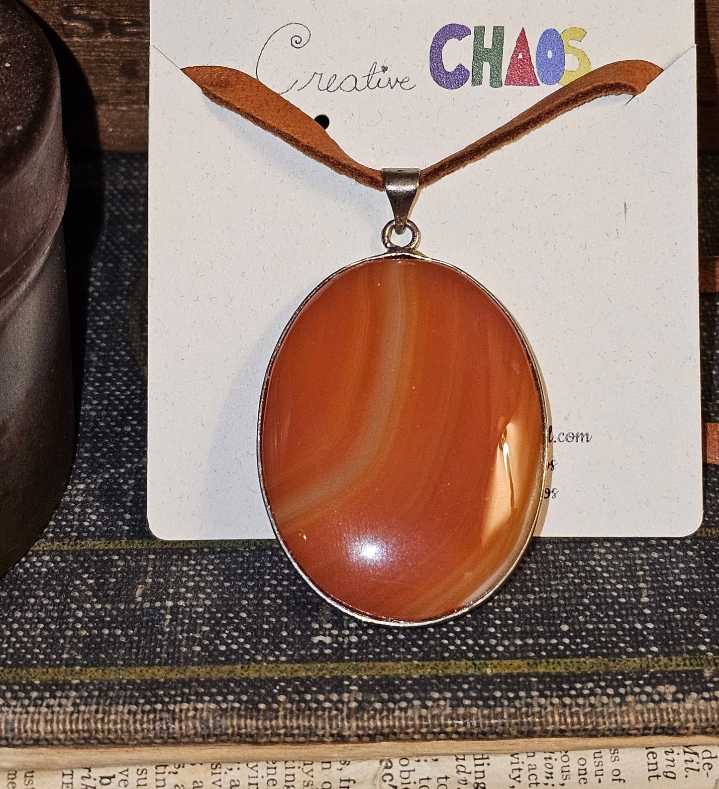 Solid Orange Agate Pendant Necklace